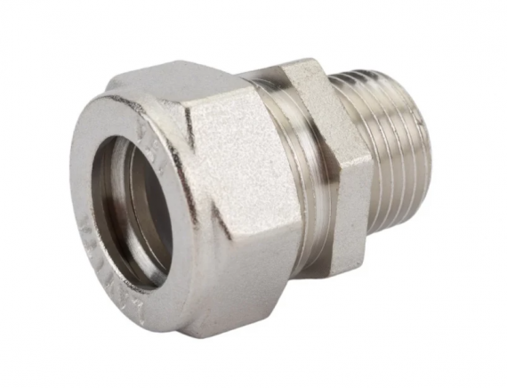 Фотография товара 'Lavita Муфта для гофрированной трубы 15-1/2 НР, никелированная V/S 15*1/2" HP НИКЕЛЬ'